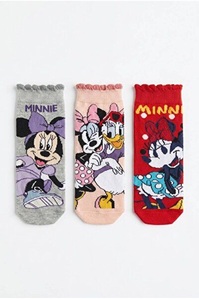 Disney Licensed Minnie Mouse 3-Pack Girls' Socks Cotton Socks Daily Socks Gif...
