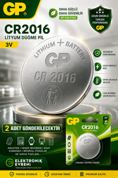 IRONSTAR 2 adet GP CR2016 pil / CR2016 düğme pil / CR2016 lityum pil 3V / GP ...