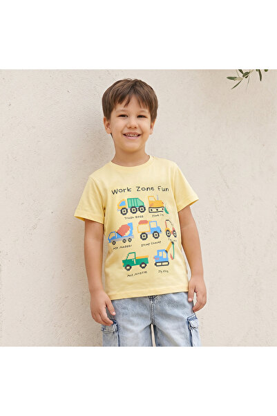 Juniors Crew Neck Short Sleeves T-shirt with Vehicle Print