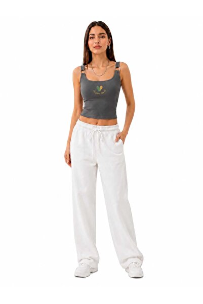 ASG Women's Ring Detailed Thick Strap Gathering Fit Crop Blouse Undershirt