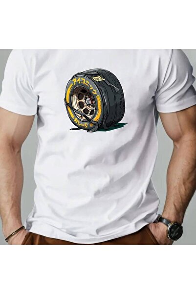 NOURAM Men'S Summer Casual Short-Sleeve T-Shirt with a Tire Pattern