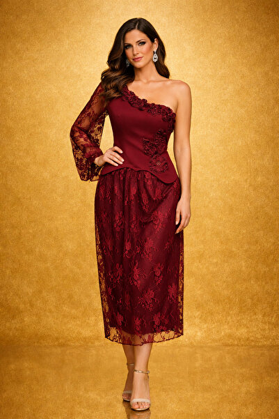 shahad fashion Classic Royal Burgundy Style Evening Dress