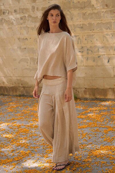 İKİKIZ Tencel Linen Pleated Trousers