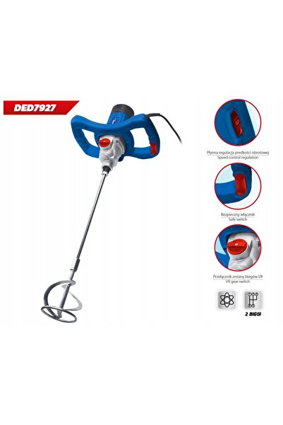 dedra Mixer de 1300W, cu 2 trepte de viteză, 120 mm, pentru vopsele și adezivi.