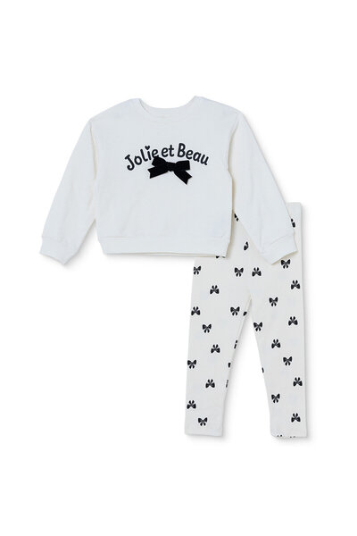ebebek Hello Baby HelloBaby Kız Bebek Sweatshirt-Tayt Fiyonk Baskılı Bisiklet...