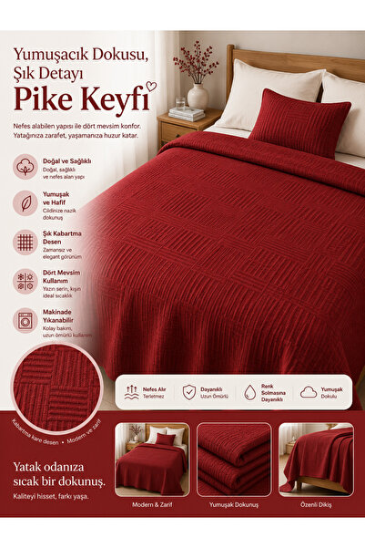 LOVEHOME Dama Desenli Tek Kişilik Pike