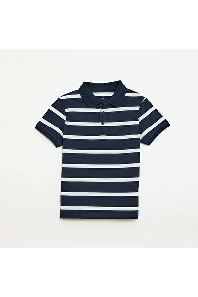 KIABI Short-Sleeved Cotton Piqué Polo Shirt BLUE