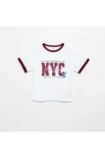 KIABI Short-sleeved 'Stitch' T-shirt WHITE