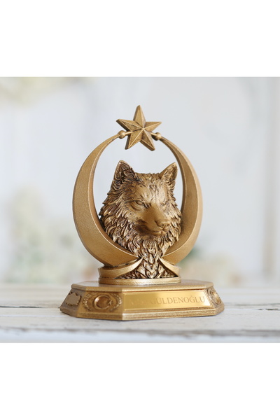 Gift Garden ÖZEL TASARIM GOLD KURT MASA ÜSTÜ AY YILDIZ DETAY İSİMLİK