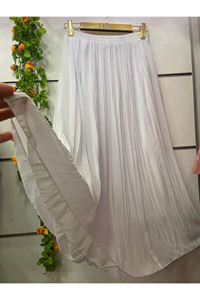 edu collection Chiffon A-Line Skirt Lined White