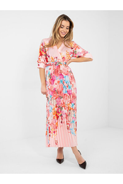 Italy Moda Rochie Dama, ITALY MODA, Poliester, Rochie evazata, Roz deschis, m...