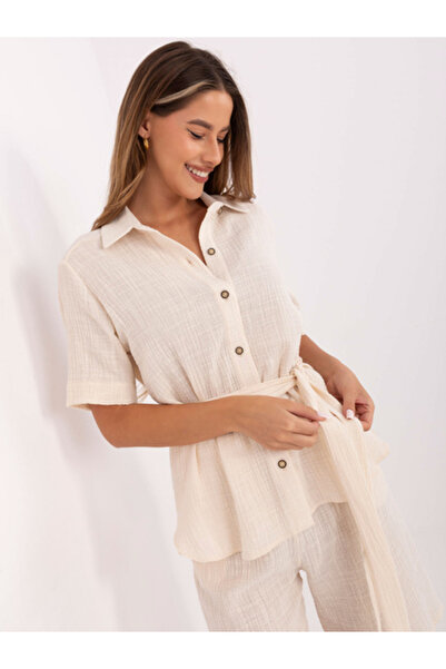 LAKERTA Women's Suit, LAKERTA, Cotton, Short Sleeve, Light Beige, model LK-KM...