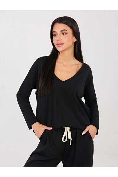 rue parıs Bluza Dama, RUE PARIS, Bumbac, Maneca lunga, Negru, model RV-BZ-A10...