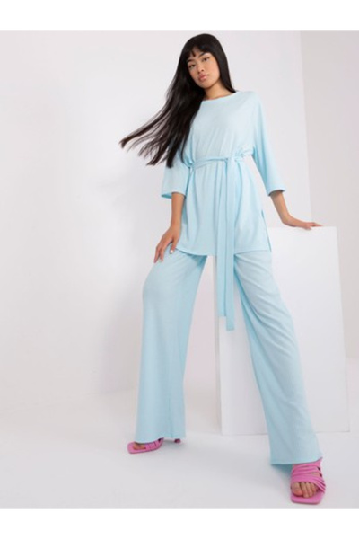 LAKERTA Compleu Dama Maneca 3/4, Dungi, LAKERTA, Albastru deschis Casual