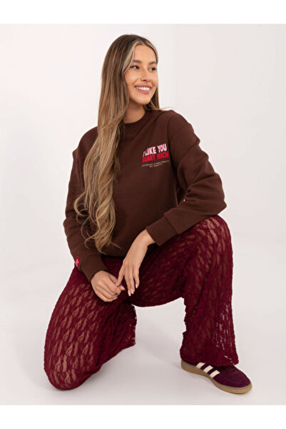 Sublevel Women's Sweatshirt, Sublevel, Cotton, Long Sleeve, Dark Brown, model...