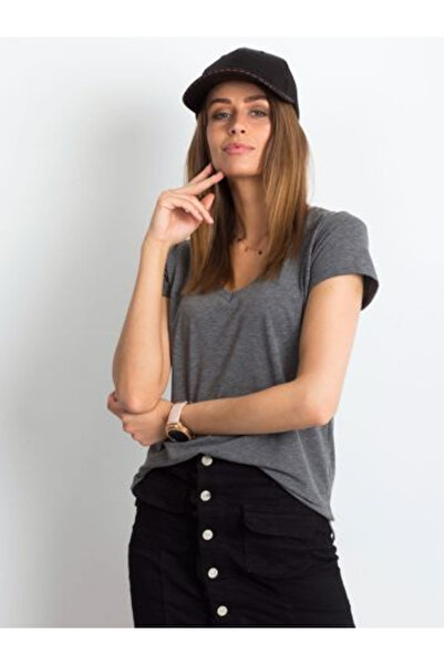 Basic Feel Good Tricou Dama Mini, Decolteu in V, BASIC FEEL GOOD, Gri inchis ...