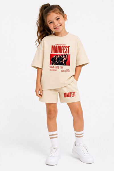 fasardi Manifest Girls M6Nifestgirls Printed Oversize 100% Cotton T-Shirt Sho...