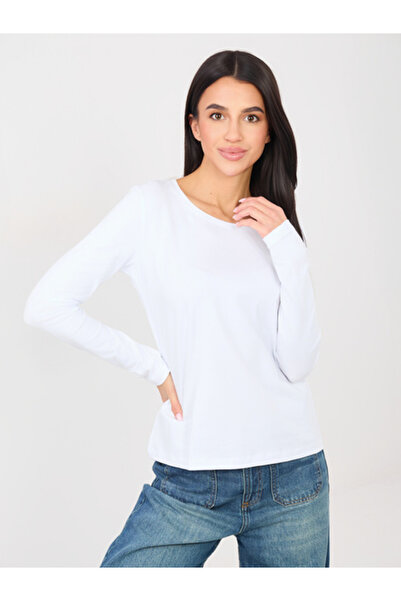 rue parıs Bluza Dama Maneca lunga, Decolteu rotund, RUE PARIS, Alb Casual Mod...
