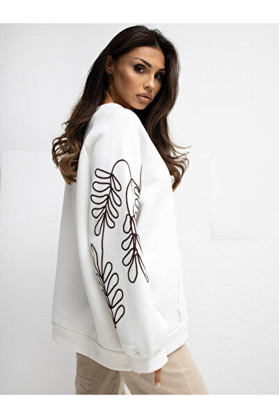rue parıs Women's Sweatshirt, RUE PARIS, Cotton, Long Sleeve, Ecru, model RV-...