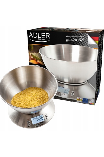adler Cântar de bucătărie AD 3134 cu vas de 2L Precizie 1g Temporizator Greut...