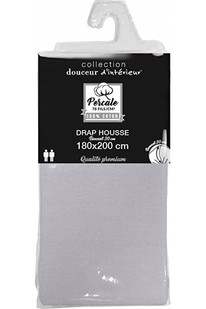 Douceur D'INTERIEUR Cearșaf cu elastic, bumbac 100%, gri, 180x200