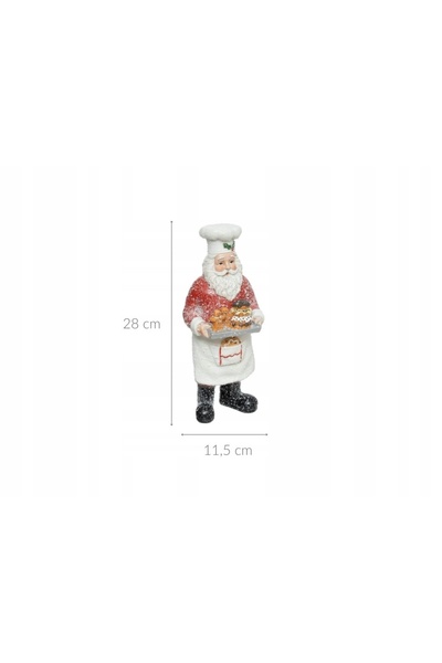 Atmosphera Figurină Moș Crăciun cu tăviță și prăjituri, din polirășină, 28 cm...