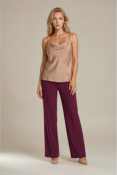 Spazio Diamante Rahat Kesim Bol Paça Pantolon BORDO