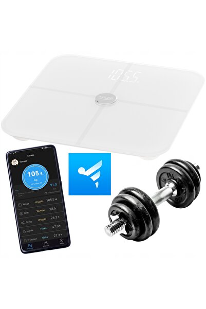 adler Cântar de baie analitic SMART aplicație FitGo 180kg AD 8187 Alb