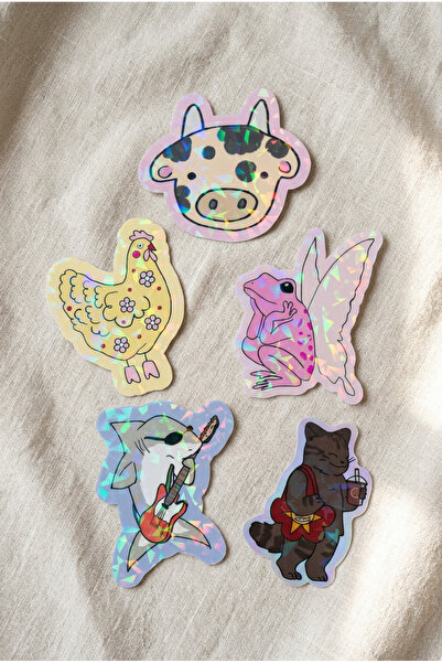 Plumie Hologramlı Laminasyonlu Animal Squad Die Cut Sticker Seti 5’li