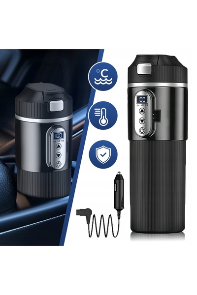 NO BRAND Fierbător electric auto 12/24V, cană de călătorie cu încălzire, 500ml
