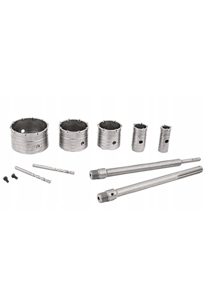 Falon Tech Set de freze pentru găuri în beton, tip coroană, cu prelungitoare,...