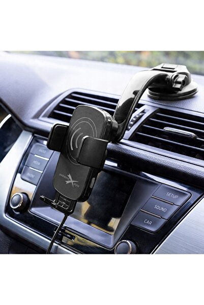 NO BRAND Suport auto PREMIUM pentru parbriz cu încărcător inductiv Qi 15W USB-C