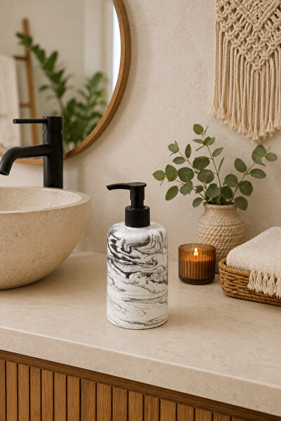Zigzag Home Dozator de săpun lichid în stil boem cu model decorativ din marmu...