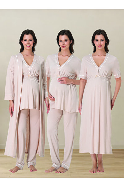 by İGP Pajama and Nightgown Set for Pregnant Women with Dressing Gown, Cotton...