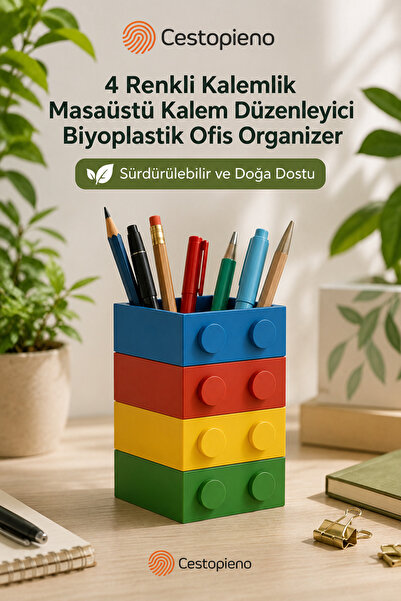CESTOPİENO 4-цветен държач за химикалки, настолен органайзер за химикалки, би...