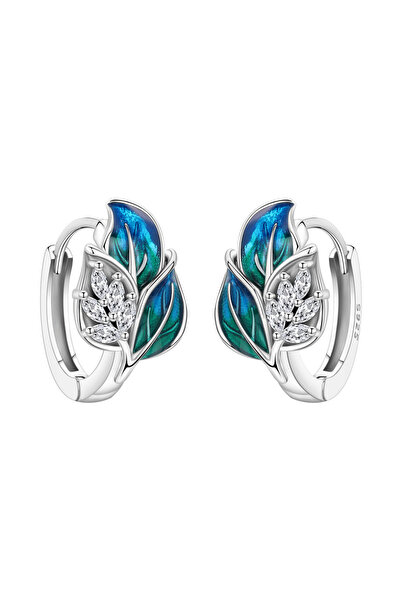 choice2 OTE4158 Orstarry S925 Sterling Silver Earrings Versatile Blue Feather...
