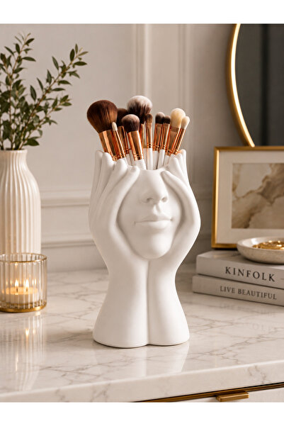 YILDIZ Decorative Face Figured Makeup Brush Organizer |   Modern Cosmetic Org...