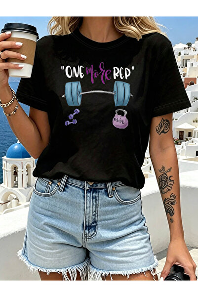 799 تي شيرت مطبوع عليه 'One More Rep' Lover Letter، قميص كاجوال بأكمام قصيرة ...