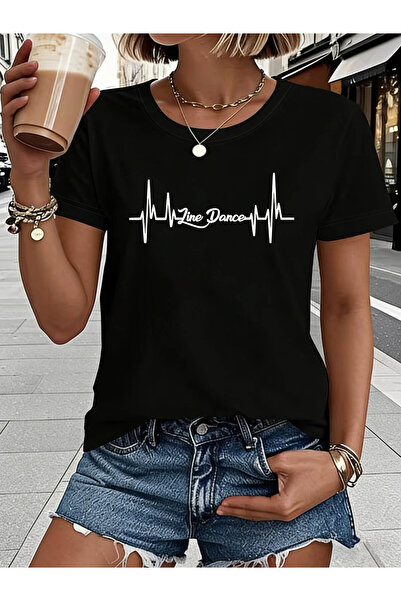 45 BPM Line Dance Letter Print T-Shirt, Short Sleeve Crew Neck Casual Top for...