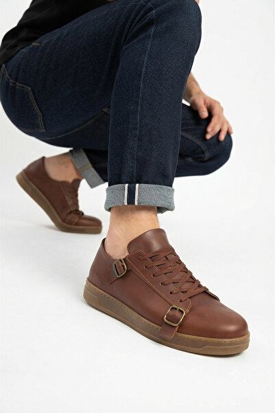 Zerenyus Zrc191 High Quality Belt Detailed Stylish Casual Men's Sneaker Taba