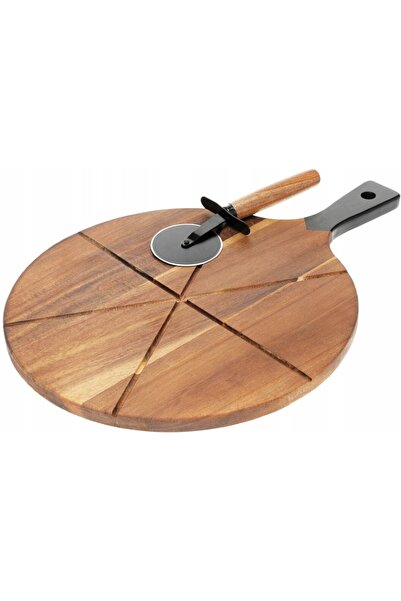 EH Excellent Houseware Set Placă de Pizza Rotundă din Lemn cu Cuțit EXCELLENT...