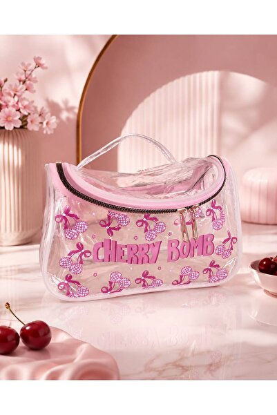 4nio Cherry Bomb Transparent Makeup and Beach Bag