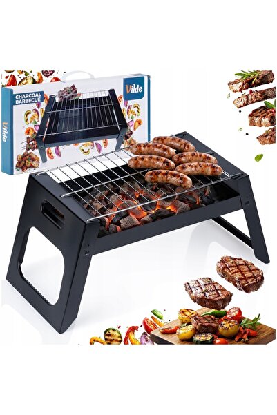 Vilde Grătar cu cărbuni pliabil portabil de grădină turistic de picnic mic 46 cm