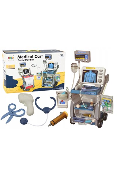 LeanToys Set de doctorat pentru copii, cărucior medical, RTG, ECG, lumină alb...