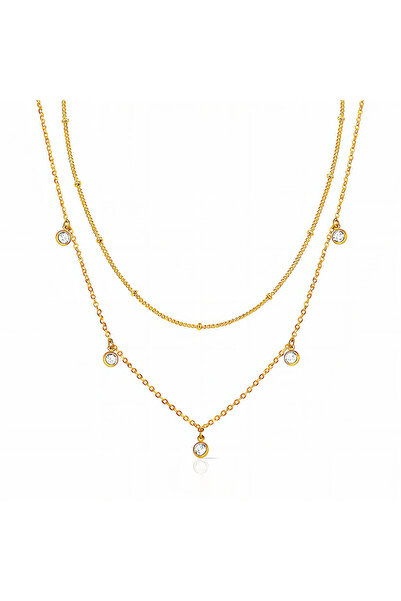 OEM Colier Crystal Drops auriu, din oțel inoxidabil, cu fine, placat cu aur 18K