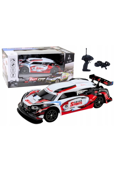 LeanToys Mașini Sportive RC 1:16 Drift Roți Interschimbabile Albe-Roșii
