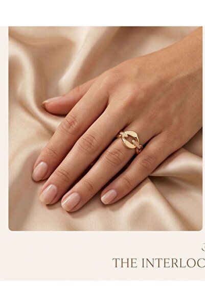 Xuping Rose Gold Renk Zincir Model Zirkon Taşlı Ayarlanabilir Kadın Yüzük