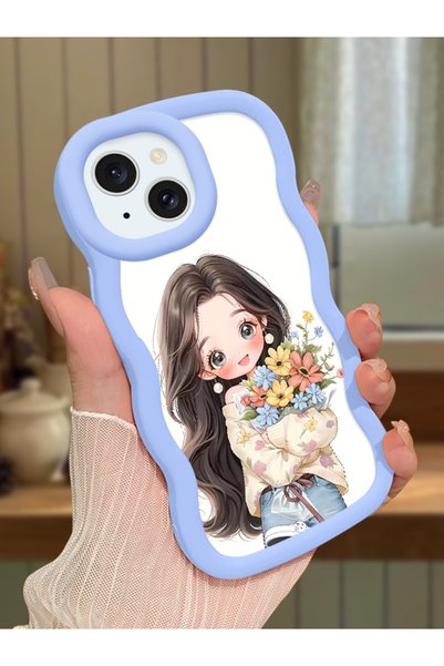 Hontinga iPhone 14 Compatible Case Camera Protector Blue Silicone Couple Phon...