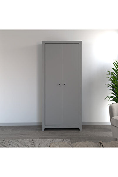 İNARCH DİZAYN Bled 2 Kapaklı Gardırop – Şık ve Minimalist Yatak Odası Dolabı Gri