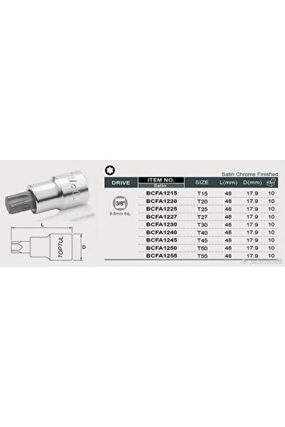 TOPTUL Καρυδάκι αστεράκι για κλειδί καστάνιας 3/8 T27